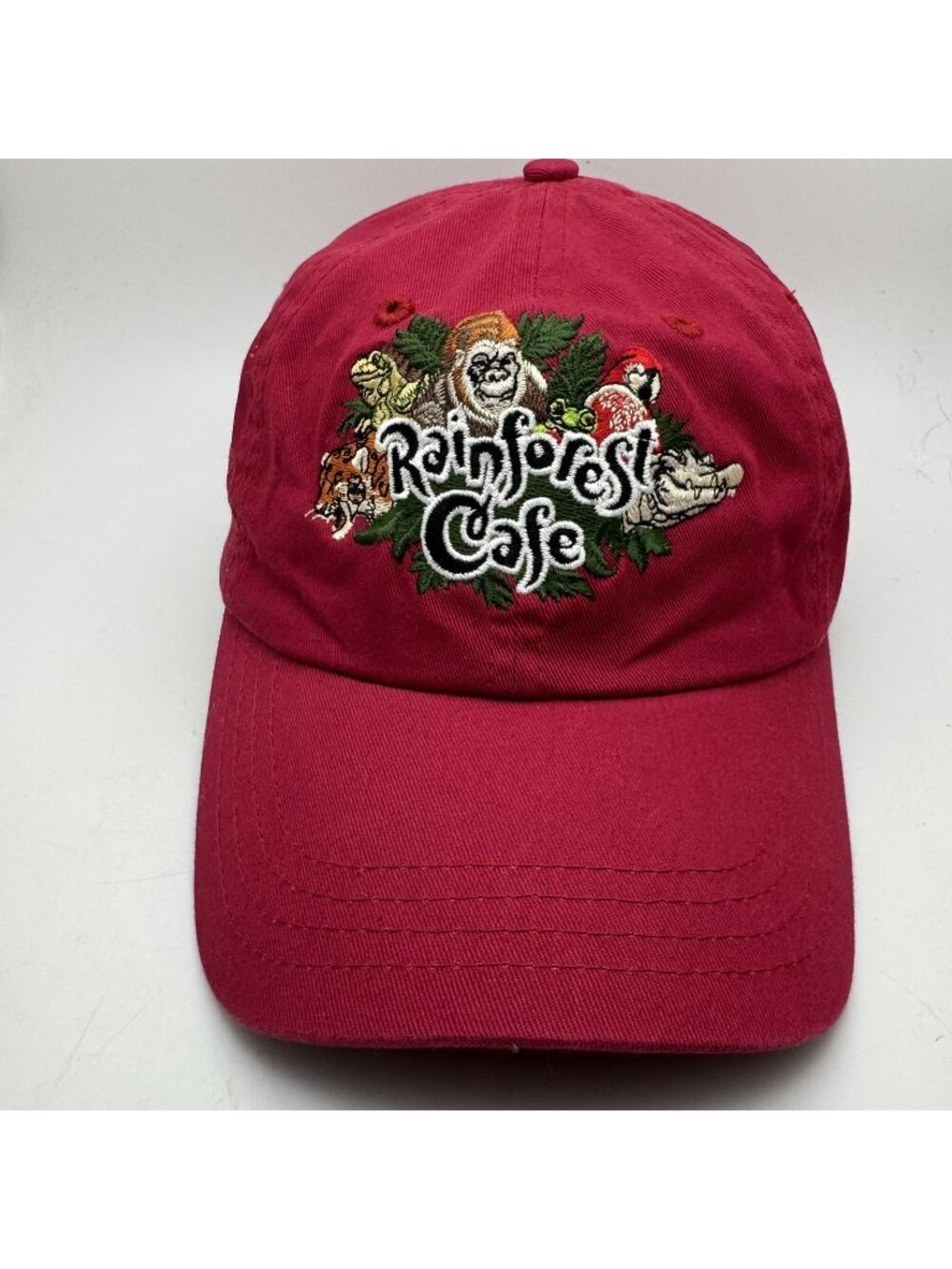 Rainforest Cafe Baseball Cap Hat Crimson Red Adjustable 110% Embroidered One